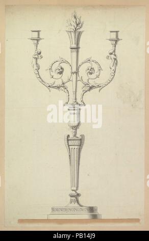 Design per un lampadario a bracci. Artista: Anonimo, francese del XVIII secolo. Dimensioni: foglio: 23 1/8 x 14 3/4 in. (58,8 x 37,4 cm). Data: XVIII secolo. Museo: Metropolitan Museum of Art di New York, Stati Uniti d'America. Foto Stock