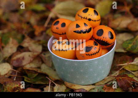 Po 'zucche' i mandarini per Halloween Foto Stock