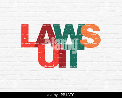 Il concetto di legge: querela su sfondo a parete Foto Stock