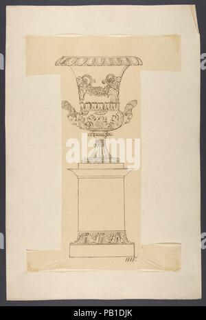 Design per un'urna su un piedistallo. Artista: Anonimo, francese del XIX secolo. Dimensioni: foglio: 13 13/16 x 8 15/16 in. (35,1 x 22,7 cm) irregolare. Data: del XIX secolo. Museo: Metropolitan Museum of Art di New York, Stati Uniti d'America. Foto Stock