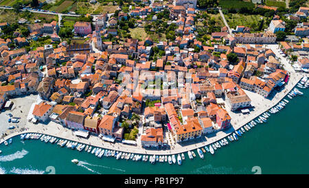 Vista aerea della Città Vecchia di Stari Grad, Isola di Hvar, Croazia Foto Stock