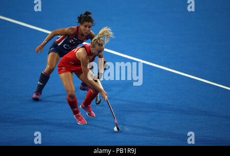 L'Inghilterra del Hannah Martin durante la vitalità nazionale femminile Hockey World Cup Match presso la Lee Valley Hockey e Tennis Centre di Londra. PRESS ASSOCIATION Foto, Immagine Data: mercoledì 25 luglio, 2018. Foto di credito dovrebbe leggere: Steven Paston/filo PA. Foto Stock