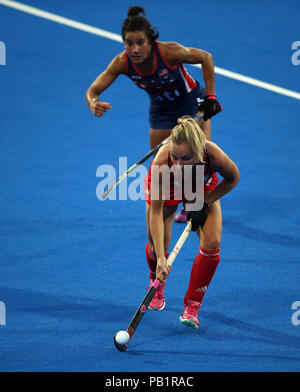 L'Inghilterra del Hannah Martin durante la vitalità nazionale femminile Hockey World Cup Match presso la Lee Valley Hockey e Tennis Centre di Londra. PRESS ASSOCIATION Foto, Immagine Data: mercoledì 25 luglio, 2018. Foto di credito dovrebbe leggere: Steven Paston/filo PA. Foto Stock