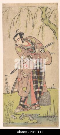 Il primo Nakamura Nakazo come un samurai in piedi vicino a un salice. Artista: Katsukawa Shunsho (giapponese, 1726-1792). Cultura: il Giappone. Dimensioni: 12 3/4 x 5 2/3 in. (32,4 x 14,4 cm). Data: 1768 o 1769. Museo: Metropolitan Museum of Art di New York, Stati Uniti d'America. Foto Stock