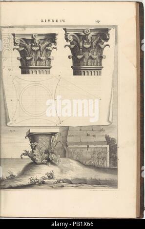 Les dix livres d'Architecture de Vitruve, corrigez et traduits nouvellement en François, avec notes & de figure. Autore: Scritto da Marcus Pollio Vitruvio (romana, attivo fine del I secolo a.C.). Il dedicatario: Luigi XIV Re di Francia (francese, Saint-Germain-en-Laye 1638-1715 Versailles). Dimensioni: complessivo: 17 3/8 x 12 1/16 x 1 9/16 in. (44,2 x 30,7 x 4 cm). Incisore: incisi da Gérard Edelinck (Olandese, Anversa 1640-1707 Parigi); incisi da Etienne Gantrel (francese, Metz 1645/46-1706 Parigi); incisa da Jacques Grignon (francese, Parigi ca. 1635/40-dopo il 1689 Parigi); incisi da Sébastien Leclerc ho Foto Stock