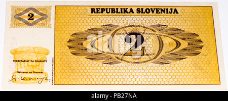 VELIKIE Luki, Russia - 30 luglio 2015: vecchia valuta slovena Foto Stock