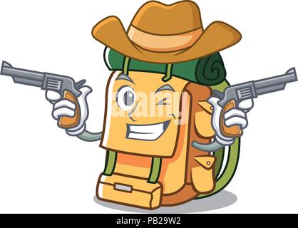 Zaino cowboy di carattere stile cartone animato Illustrazione Vettoriale