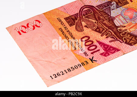 1000 Franco CFA bank nota. Franco CFA è utilizzato in 14 paesi africani. Foto Stock