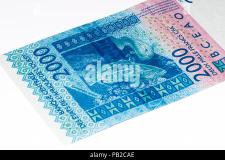 2000 Franco CFA bank nota. Franco CFA è utilizzato in 14 paesi africani. Foto Stock