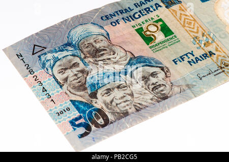 50 Naira della Nigeria bank nota. Naira della Nigeria è la valuta principale della Nigeria Foto Stock