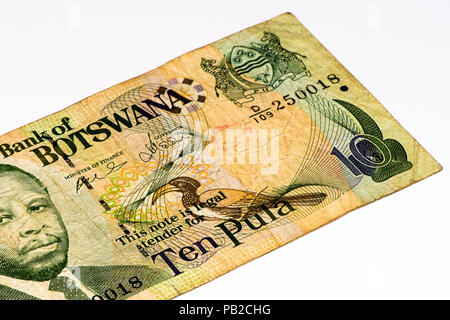 10 pula del Botswana.Pola è la valuta nazionale del Botswana Foto Stock