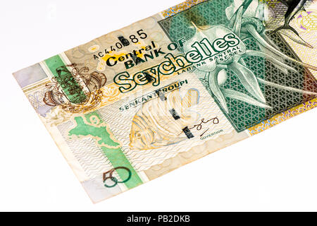 50 Rupia delle Seychelles banconota in moneta nazionale delle Seychelles Foto Stock