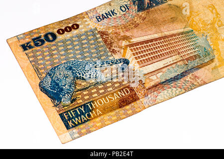 50000 zambiano banca kwach nota. In Zambia Kwacha è la moneta nazionale dello Zambia Foto Stock