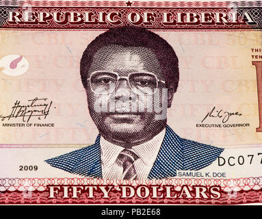 50 Dollaro liberiano bank nota. Dollaro liberiano è la moneta nazionale della Liberia Foto Stock