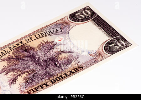 50 Dollaro liberiano bank nota. Dollaro liberiano è la moneta nazionale della Liberia Foto Stock