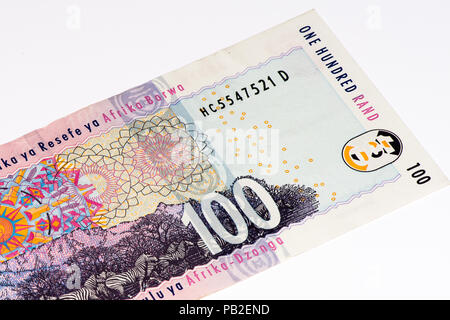 100 Rands Sudafricani bank nota. Rand sudafricani è la valuta nazionale del Sud Africa Foto Stock