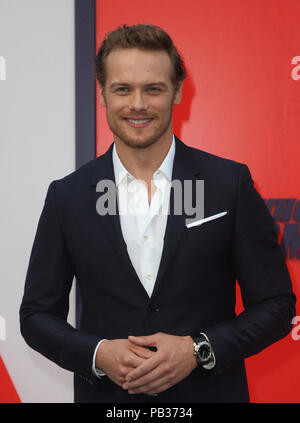 Westwood, CA, Stati Uniti d'America. Xxv Luglio, 2018. 25 Luglio 2018- Westwood, California - Sam Heughan. Premiere di Lionsgate il ''La spia che mi dumping'' tenuto presso il villaggio di Fox Theatre. Photo credit: Faye Sadou/AdMedia Credito: Faye Sadou/AdMedia/ZUMA filo/Alamy Live News Foto Stock