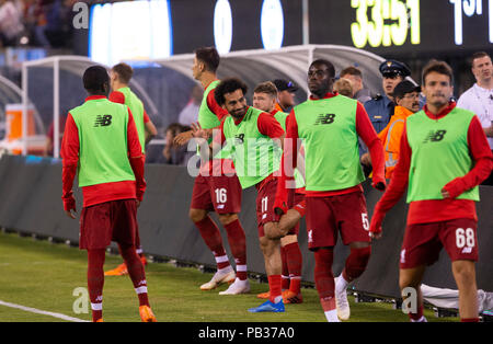 East Rutherford, NJ - Luglio 25, 2018: I Calciatori del Liverpool FC il riscaldamento durante il gioco ICC contro il Manchester City a MetLife stadium Liverpool ha vinto 2 - 1 Foto Stock