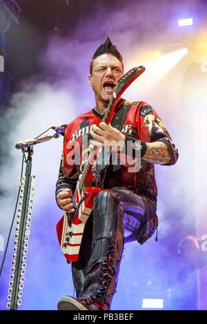 San Diego, California, Stati Uniti d'America. Xxv Luglio, 2018. JASON gancio di cinque dita morte punzone esegue a materasso anfiteatro ferma in Chula Vista, California. Credito: Marissa Carter/ZUMA filo/Alamy Live News Foto Stock