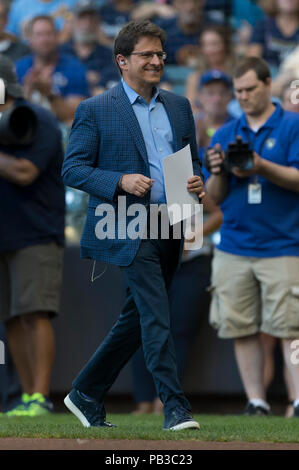 Milwaukee, WI, Stati Uniti d'America. Il 24 luglio, 2018. Mark Attanasio il proprietario dei produttori prima della Major League Baseball gioco tra il Milwaukee Brewers e i cittadini di Washington a Miller Park di Milwaukee, WI. John Fisher/CSM/Alamy Live News Foto Stock