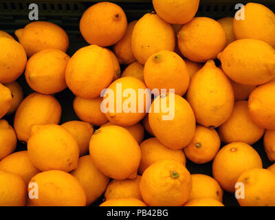 Una grande selezione di limoni in vendita su questo mercato all'aperto di sete, il sud della Francia la grande ondata di caldo dell'estate 2018 Foto Stock