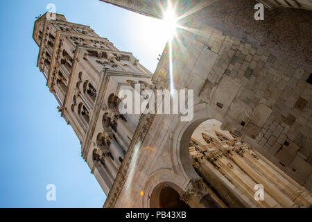 Cattedrale di San Domnio e torre campanaria, Split, il centro storico di Spalato, Croazia Foto Stock