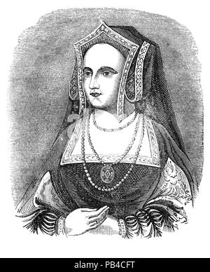 Ritratto di Catherine Parr (1512-1548), ultimo regina consorte di Inghilterra e Irlanda come l'ultimo dei sei mogli del re Henry VIII entro la casa di Tudor. Si sposò con lui il 12 luglio 1543, e sopravvissero a lui da un anno. Shewas personalmente coinvolto nella formazione di Elisabetta I e Edoardo VI e influente in Henry's passando del terzo atto di successione nel 1543 restaurato che entrambe le sue figlie Maria ed Elisabetta, la linea di successione al trono. Caterina fu nominato reggente da luglio a settembre 1544 mentre Henry è stato su una campagna militare in Francia. Foto Stock