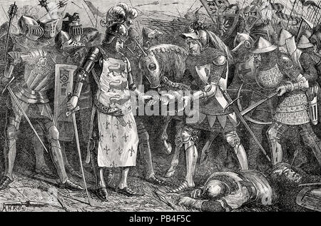 La rinuncia di Re Giovanni II di Francia, Battaglia di Poitiers nel 1356, centinaia di anni di guerra, dal British battaglie di terra e di mare, da James Grant Foto Stock