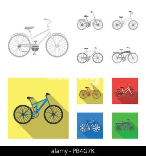 I bambini in bicicletta e altri tipi.biciclette diversi set di icone di raccolta in monocromia,stile piatto simbolo vettore illustrazione stock . Illustrazione Vettoriale