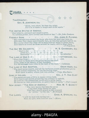 1566 ST. PATRICK'S DAY ) (detenute da) cordiali FIGLI DI ST. PATRICK (a) "Essex County COUNTRY CLUB, Orange NJ" (altre (club);) (NYPL ADE-270488-4000002958) Foto Stock