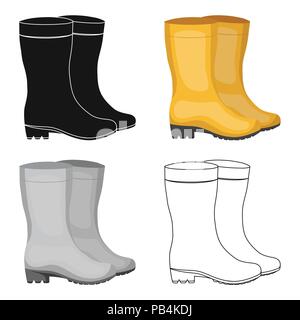 Gomma gialla stivali impermeabili per le donne a lavorare nel giardino.Azienda agricola e il giardinaggio unica icona in stile cartoon simbolo vettore stock web illustrazioni. Illustrazione Vettoriale