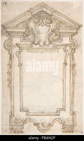 Design per una cornice o un epitaffio (recto); Cariatide di appoggio di un telaio (verso). Artista: attribuita a Giovanni Battista Foggini (Italiano, 1652-1725 Firenze Firenze). Dimensioni: foglio: 9 3/4 x 6 in. (24,7 x 15,2 cm). Data: 1652-1725. Museo: Metropolitan Museum of Art di New York, Stati Uniti d'America. Foto Stock