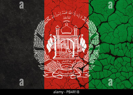 Un incrinato e fragile bandiera afgana Foto Stock