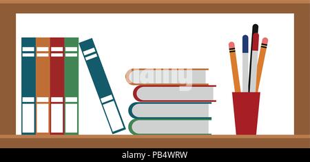 Libri nel ripiano illustrazione vettoriale graphic design Illustrazione Vettoriale
