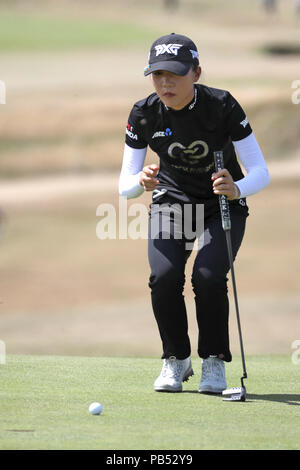 Nuova Zelanda Lydia Ko al quarto verde durante il giorno uno del 2018 Aberdeen investimenti Standard Ladies Scottish Open a Gullane Golf Club. PRESS ASSOCIATION Foto, Immagine Data: giovedì 26 luglio, 2018. Foto di credito dovrebbe leggere: Jane Barlow/filo PA. Restrizioni: solo uso editoriale. Uso non commerciale. Foto Stock