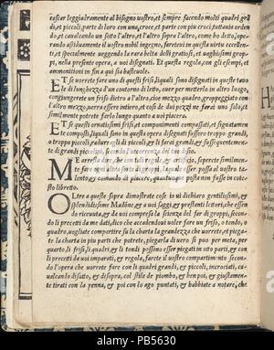 Essempio di recammi, pagina 27 (verso). Autore: Giovanni Antonio tagliente (italiano, Venezia ca. 1465-1528 Venezia). Dimensioni: complessivo: 7 13/16 x 6 3/16 x 3/8 in. (19,8 x 15,7 x 1 cm). Editore: Giovanni Antonio di Nicolini da Sabio e i fratelli (italiano, attivo Venezia, ca. 1522-1545) , Venezia. Data: 1530. Scritto da Giovanni Antonio tagliente, Italiano, Venezia ca. 1465-1527 Venezia, pubblicato da Giovanantonio e i fratelli da Sabbio Venezia. Osservazioni conclusive (continua) con in grassetto e grandi lettere iniziale all'inizio di ogni nuova sezione. Museo: Metropolitan Museum of Art di New York, Stati Uniti d'America. Foto Stock