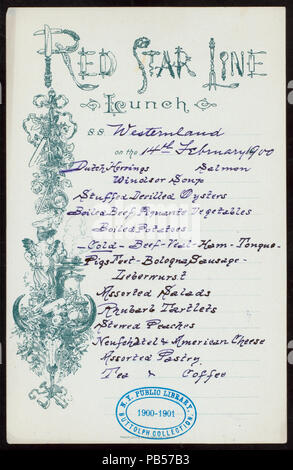 965 pranzo (detenute da) RED STAR LINE (a) SS WESTERNLAND (SS;) (NYPL ADE-272774-475742) Foto Stock