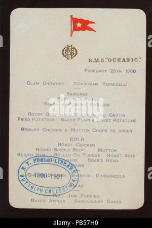 965 pranzo (detenute da) RED STAR LINE (a) RMS OCEANIC (SS;) (NYPL ADE-272970-475938) Foto Stock