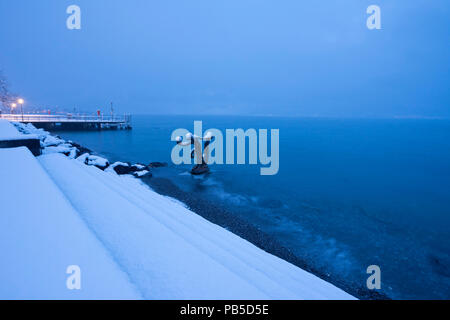 La Svizzera, Vaud e di Vaud, vue de Vevey, neige, Schnee, neve hiver, inverno, *** Caption locale *** Svizzera, Vaud, , vue de Vevey, neige, , neve, Foto Stock