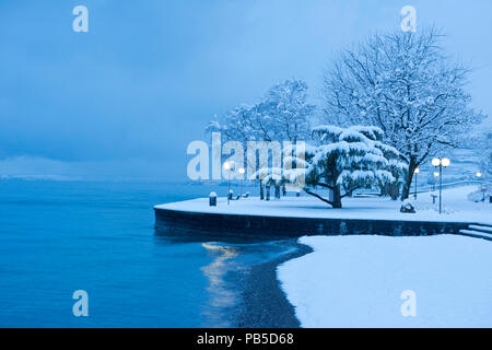 La Svizzera, Vaud e di Vaud, vue de Vevey, neige, Schnee, neve hiver, inverno, *** Caption locale *** Svizzera, Vaud, , vue de Vevey, neige, , neve, Foto Stock