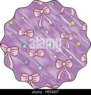 Decorativo telaio circolare con stelle e archi pattern su sfondo bianco, illustrazione vettoriale Illustrazione Vettoriale