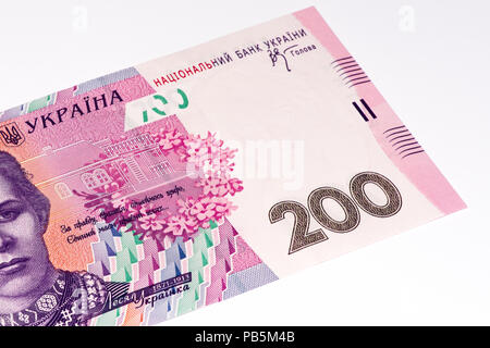 200 ucraino grivna nota banca realizzato nel 2007. Grivna è moneta nazionale in Ucraina Foto Stock