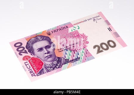 200 ucraino grivna nota banca realizzato nel 2007. Grivna è moneta nazionale in Ucraina Foto Stock