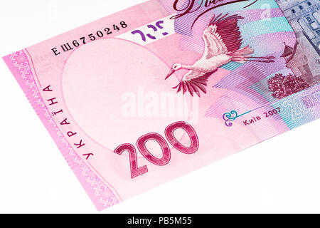 200 ucraino grivna nota banca realizzato nel 2007. Grivna è moneta nazionale in Ucraina Foto Stock