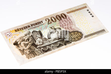 2000 Fiorini Ungheresi bank nota. Il fiorino ungherese è la moneta nazionale di Ungheria Foto Stock