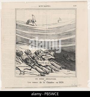 L'arena legislativa o le rovine della Camera dei deputati nell'anno 2870, da 'Notizie del giorno", pubblicato in Le Charivari, 27 giugno 1870. Artista: Honoré Daumier (francese, Marsiglia 1808-1879 Valmondois). Dimensioni: Immagine: 9 5/16 x 8 5/16 in. (23,6 × 21,1 cm) foglio: 12 1/16 × 12 1/8 in. (30,6 × 30,8 cm). Stampante: Walter Frères. Editore: Arnaud de Vresse. Serie/Portfolio: 'Notizie del giorno" (Actualités). Data: 27 giugno 1870. Museo: Metropolitan Museum of Art di New York, Stati Uniti d'America. Foto Stock