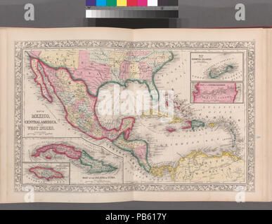 993 Mappa di Messico, America centrale e Antille; Mappa dell'isola di Cuba (inserto); Mappa dell'isola di Giamaica (inserto); Mappa delle Isole Bermuda (inserto); Mappa del Panama Railroad (NYPL b13663520-1510823) Foto Stock