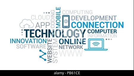 La tecnologia IT, lo sviluppo di reti e la nuvola di tag Illustrazione Vettoriale