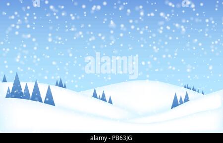 Paesaggio Di Inverno montagna design piatto - sfondo di Natale Illustrazione Vettoriale