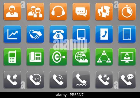Una collezione di Call Center e pulsante di comunicazione icone - arte vettoriale. Illustrazione Vettoriale